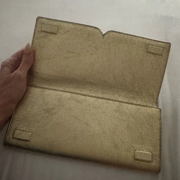 Tory Burch Gold Clutch with Geometric Design - Picture 2 of 3